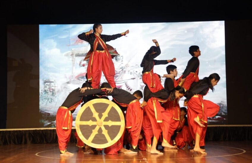 Students performing stage play